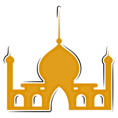 Isolated silhouette of an islamic mosque building - Vector