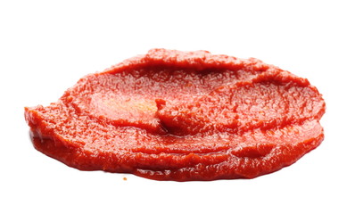 Tomato paste, organic pure texture,  isolated on white background