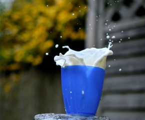 splashing milk glass