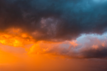 Fire sky over Prague, Czech republic