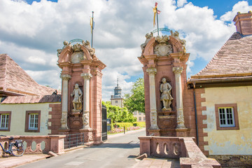 Historic gate Castle and Monastery Corvey (Kloster Corvey) UNESCO world heritage (Weltkulturerbe)...