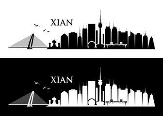 Obraz premium Xian skyline - China, Xi'an - vector illustration