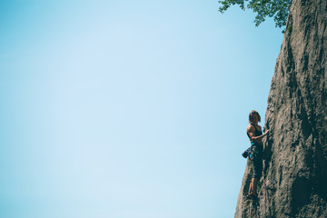 Woman engaged in extreme sport.