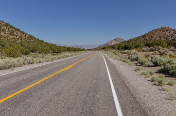 Fototapeta na wymiar Great Basin Highway near Caliente, Lincoln County, Nevada