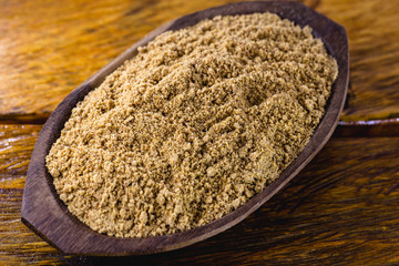 Paçoca, ground peanut jam typical of Brazil. Brazilian food made in the Noderste of the country and in the state of Minas Gerais. Brazilian customs and ingredients.