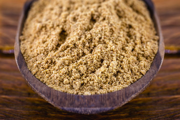 Paçoca, ground peanut jam typical of Brazil. Brazilian food made in the Noderste of the country and in the state of Minas Gerais. Brazilian customs and ingredients.