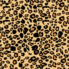 Vector black and orange leopard spots seamless pattern texture backgound. Classic animal print perfect for wallpaper, backgrounds, product design, or fabric prints.