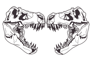 dinosaur head skeleton drawn tattoo icon