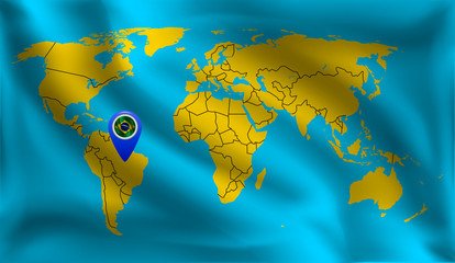 Brazilians   location mark on the world map, Brazil    flag, vector illustration.