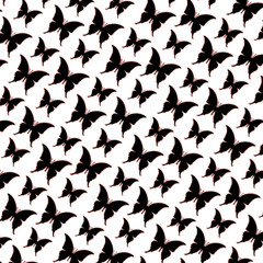 Black and Rose Gold Foil Butterflies On White Background, Digital Rose Gold Wallpaper