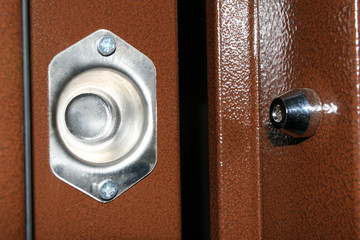 Hinge, shatterproof lock and steel door accessories.