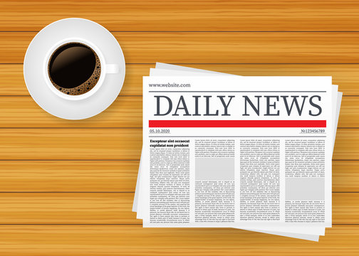 Vector mock up of a blank daily newspaper. Fully editable whole newspaper in clipping mask. Vector stock illustration,