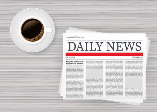 Vector mock up of a blank daily newspaper. Fully editable whole newspaper in clipping mask. Vector stock illustration,