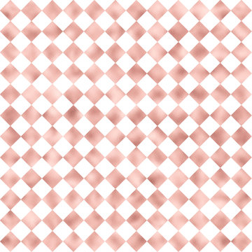 Rose Gold Diamond Pattern On White Background, Rose Gold Repeat Squares Design