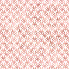 Rose Gold Wave Crest Japanese Rainbow Pattern, Rose Gold Seigaiha on Black Background
