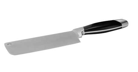 Cleaver knife with black handle isolated on white