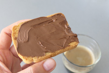 Coffee Melting Chocolate on a Bread Slice