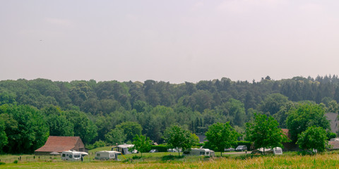 Fototapeta na wymiar Panoramic view of Dutch camground