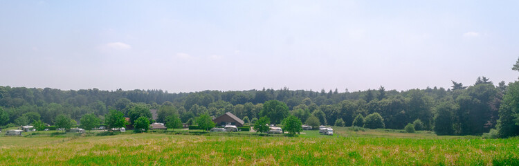 Fototapeta na wymiar Panoramic view of Dutch camground