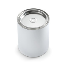 Closed blank can of paint isolated on white