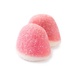 Sweet color jelly candies isolated on white
