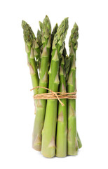 Bunch of fresh ripe green asparagus isolated on white