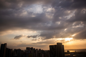 Fototapeta na wymiar Golden sunset over the city