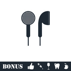 Vacuum headphones icon flat