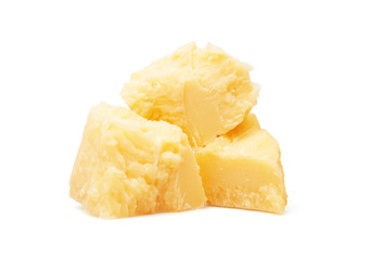 Parmesan cheese isolated on white