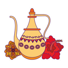 indian traditional teapot icon cartoon