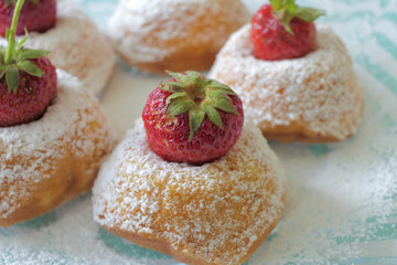 Close View of Mini Cakes with Strawberries