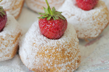 Close View of Mini Cakes with Strawberries