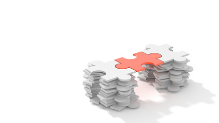 Jigsaw puzzle connection, teamwork and partnership concepts; original 3d rendering