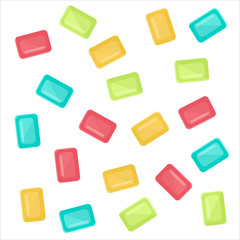 Fototapeta na wymiar Assorted and multicolored candies. Blue, red, orange and green candies. Isolated. White background.