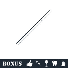Naklejka premium Fishing rod icon flat