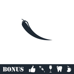 Chilli pepper icon flat