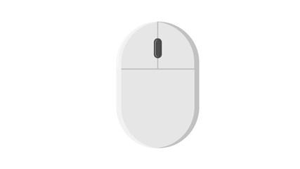 Vector illustration of a white flat icon digital wireless computer mouse with buttons and wheel on a white background. Concept: computer digital technologies