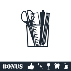 Office tools icon flat