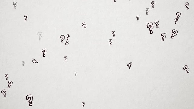 Hand Drawn / Doodled Question Mark Flying Over Old White Paper. High Quality Animation. Seamless loop, 1080p, 60fps