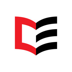 3D Book with letter CE logo design vector