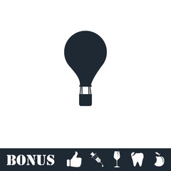 Hot air balloon icon flat