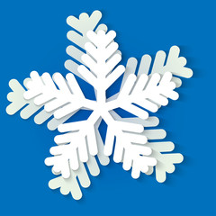 Vector white and blue christmas paper snowflake
