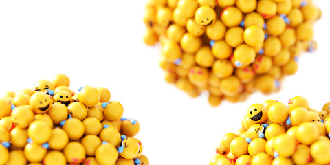 Infinite emoticons 3d rendering background, social media and communications concept