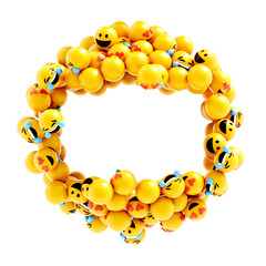 Infinite emoticons 3d rendering background, social media and communications concept