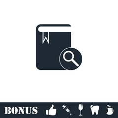 Book search icon flat
