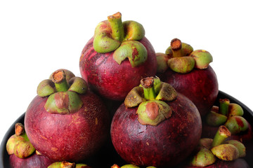 Queen fruit of Thailand,Mangosteen on a white background
