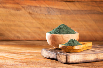 spirulina powder healthy dietary supplement - Text space