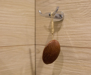 Coffee soap brown color hanging in the bathroom
