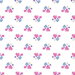 Cute hearts elements seamless pattern. 14 february. wallpaper.
