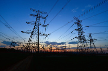 The power supply facilities of contour in the evening